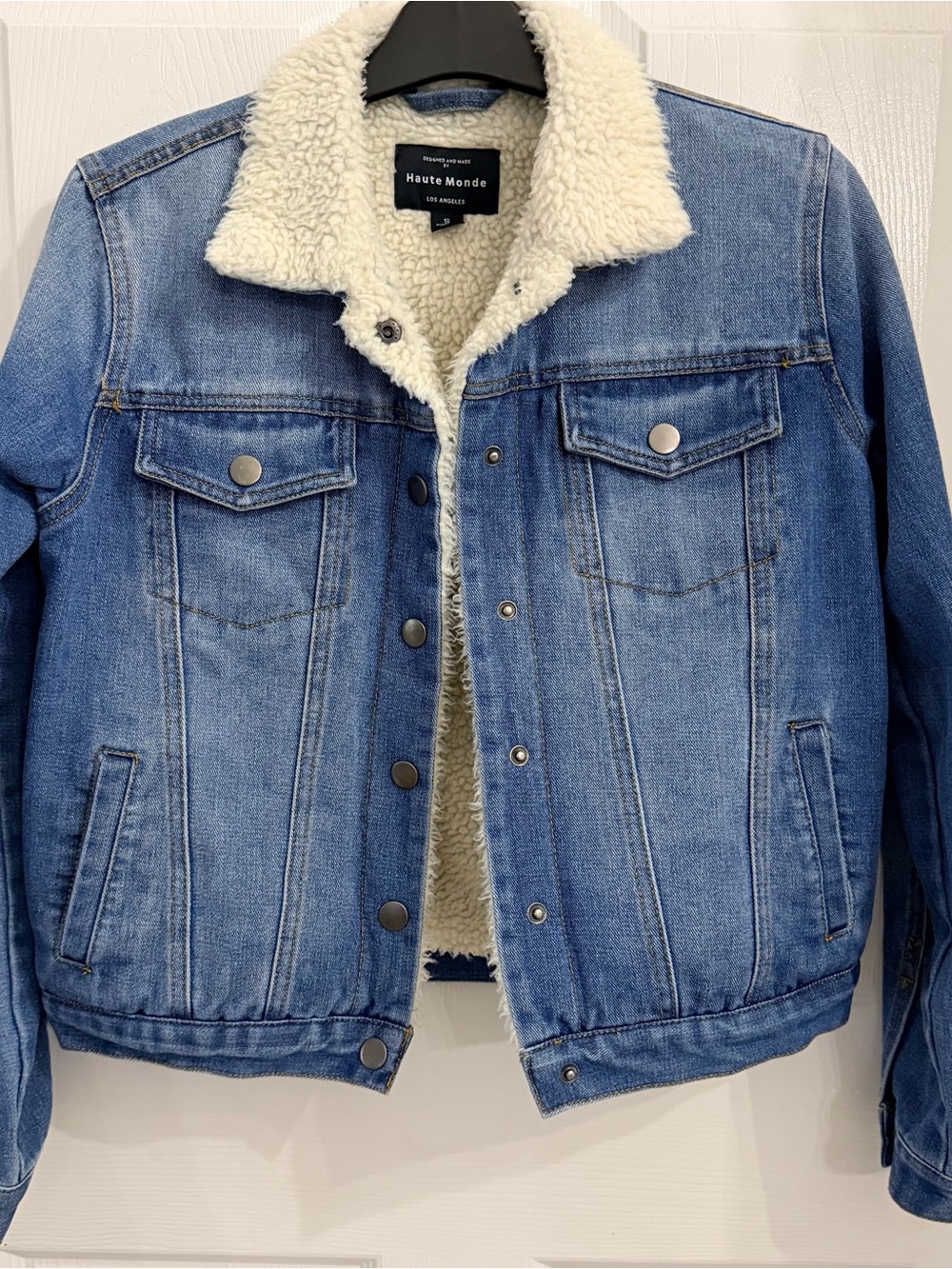 Haute Monde Blue Denim Jacket with Cream Sherpa Lining